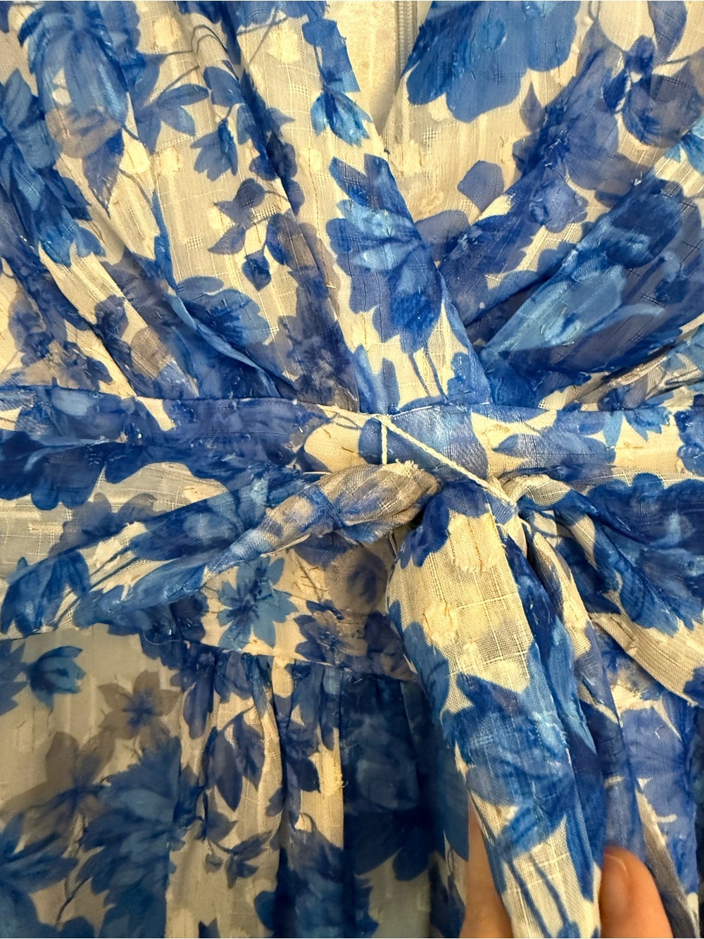 NWT Alex Marie Simone Cobalt Floral Print Puff Sleeve V-neck Dress Size 4 - Picture 8 of 13